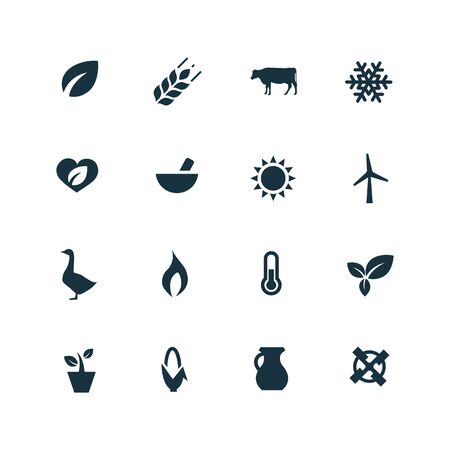 ecology icons set on white backgroundのイラスト素材