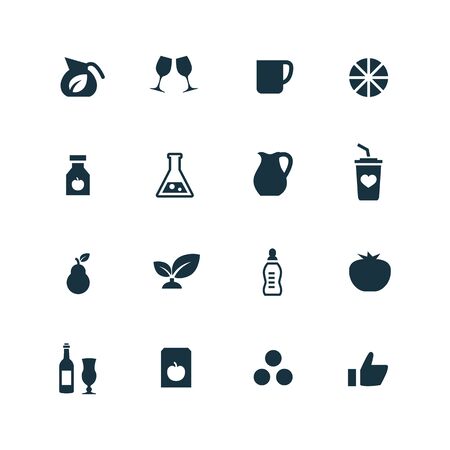 drinks icons set on white backgroundのイラスト素材