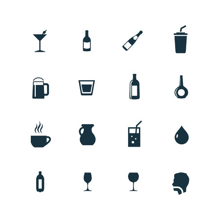 drinks icons set on white backgroundのイラスト素材