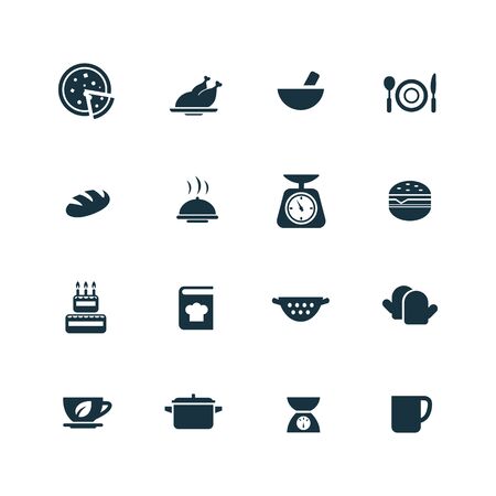 cooking icons set on white backgroundのイラスト素材