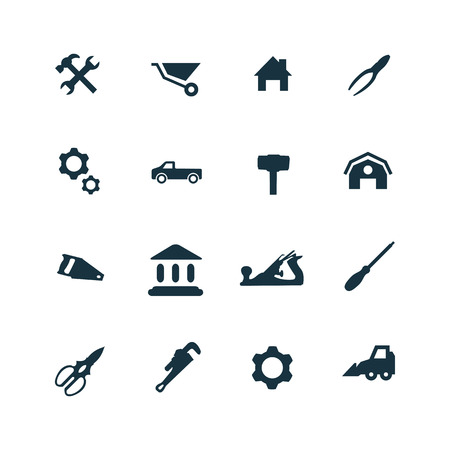 construction icons set on white backgroundのイラスト素材