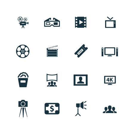 cinema icons set on white backgroundのイラスト素材