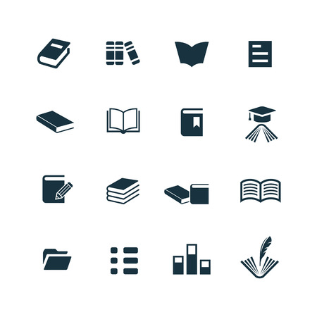 books icons set on white backgroundのイラスト素材