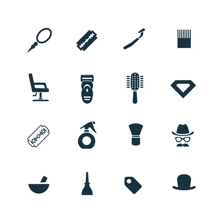 barbershop icons set on white backgroundのイラスト素材