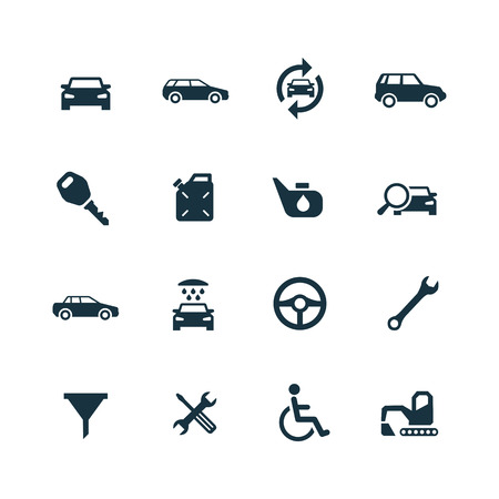 auto icons set on white backgroundのイラスト素材