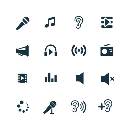 set of audio icons on white backgroundのイラスト素材