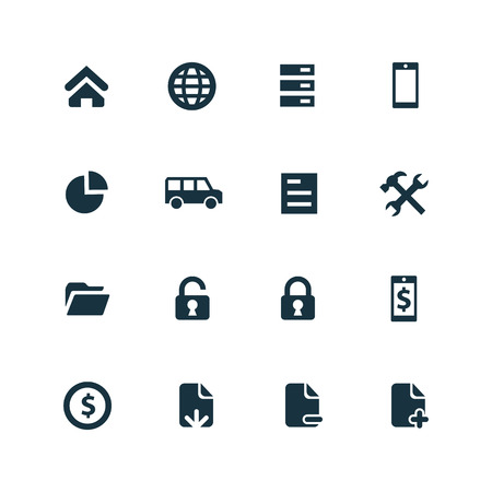 bank icons set on white backgroundのイラスト素材
