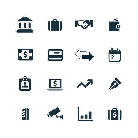 bank icons set on white backgroundのイラスト素材