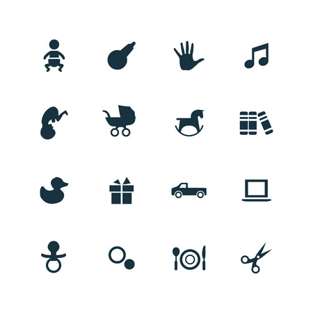 baby, kids icons set on white backgroundのイラスト素材