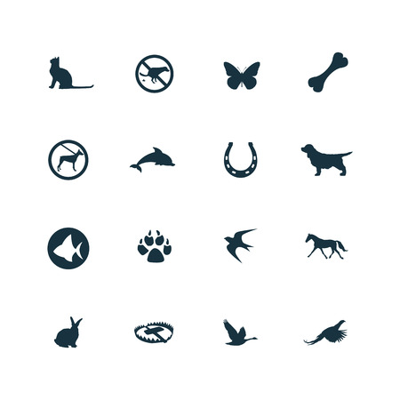 set of animals, pets icons on white backgroundのイラスト素材