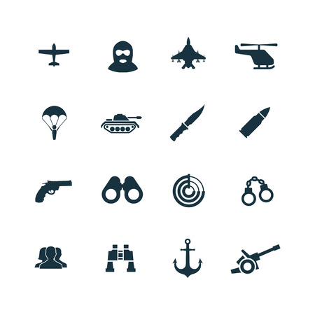 set of army icons on white backgroundのイラスト素材