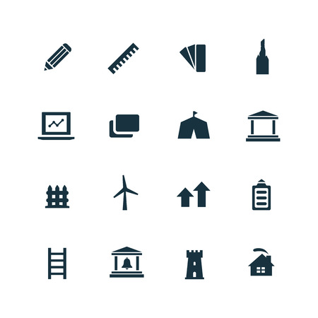 set of architecture icons on white backgroundのイラスト素材