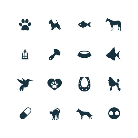 set of animals, pets icons on white backgroundのイラスト素材