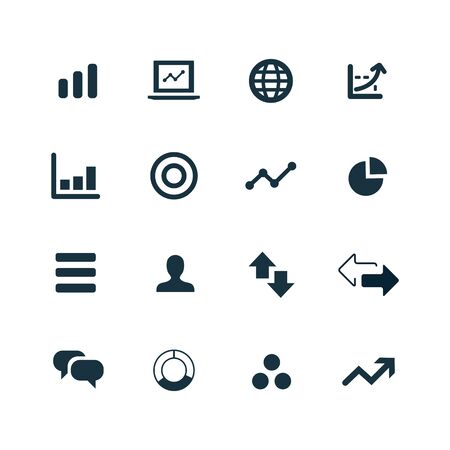 set of analytics, research icons on white backgroundのイラスト素材