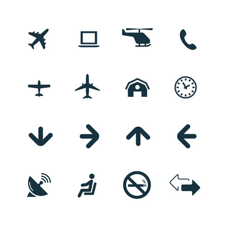 set of airport icons on white backgroundのイラスト素材