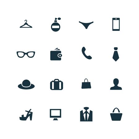 set of accessories icons on white backgroundのイラスト素材