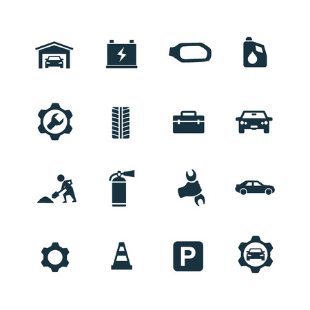 auto icons set on white backgroundのイラスト素材