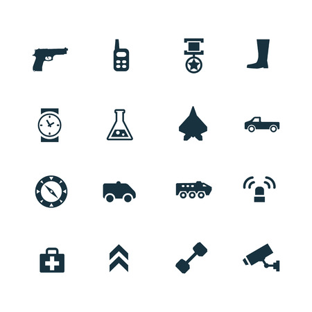 set of army icons on white backgroundのイラスト素材