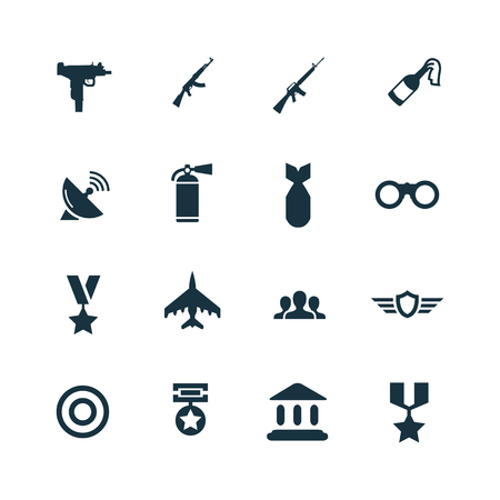 set of army icons on white backgroundのイラスト素材