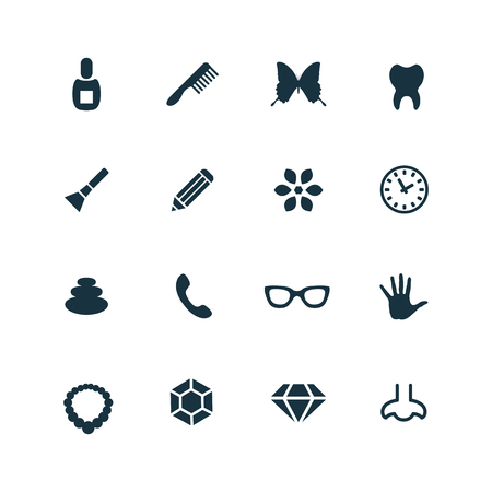 beauty, glamour icons set on white backgroundのイラスト素材