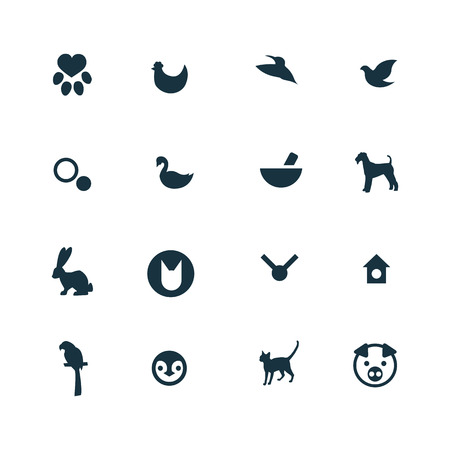 set of animals, pets icons on white backgroundのイラスト素材