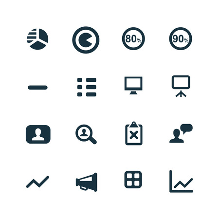 set of analytics, research icons on white backgroundのイラスト素材