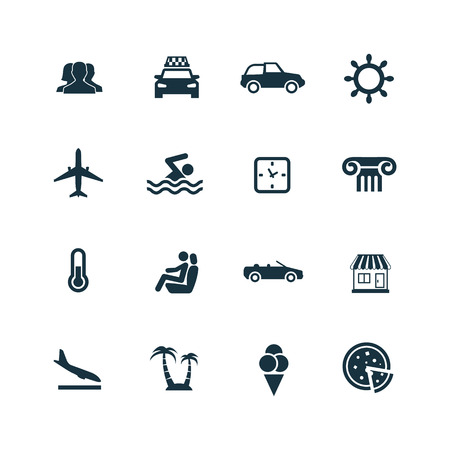 travel icons set on white backgroundのイラスト素材