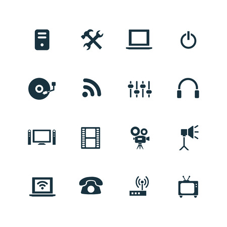 technology icons set on white backgroundのイラスト素材