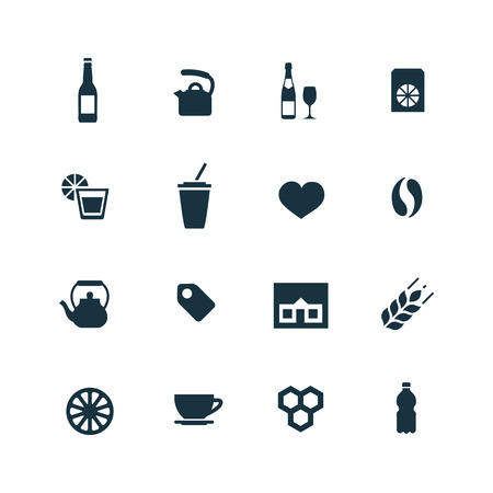 drinks icons set on white backgroundのイラスト素材