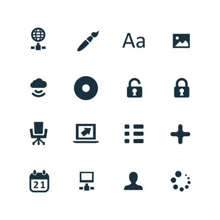 computer icons set on white backgroundのイラスト素材