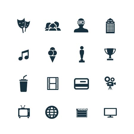 cinema icons set on white backgroundのイラスト素材
