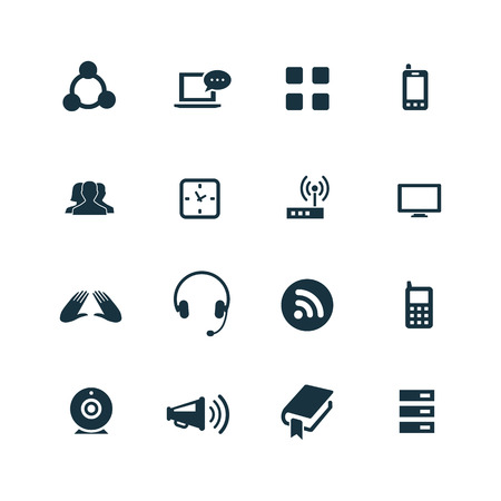 communication icons set on white backgroundのイラスト素材
