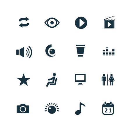 cinema icons set on white backgroundのイラスト素材