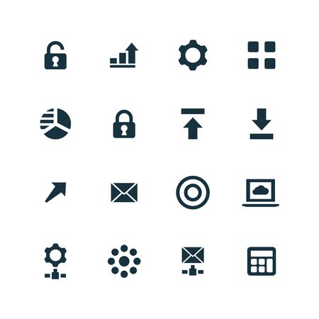 big data, database icons set on white backgroundのイラスト素材