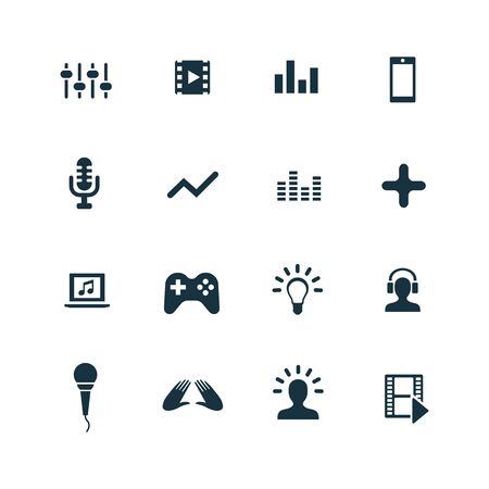 dj icons set on white backgroundのイラスト素材