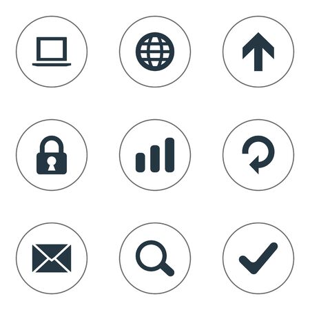 Set Of 9 Simple Application Icons. Can Be Found Such Elements As Refresh, Magnifier, Notebook And Other.のイラスト素材
