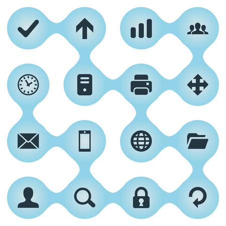 Set Of 16 Simple Apps Icons. Can Be Found Such Elements As Message, Refresh, Check And Other.のイラスト素材