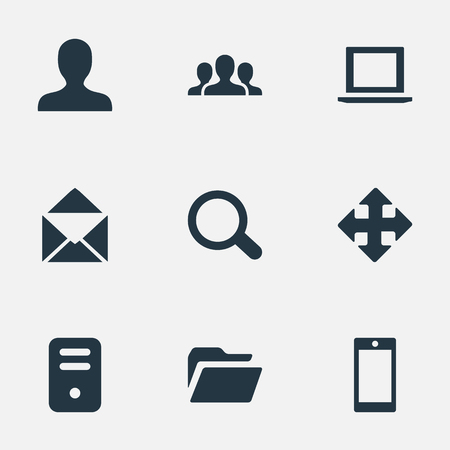 Set Of 9 Simple Application Icons. Can Be Found Such Elements As Community, User, Notebook And Other.のイラスト素材