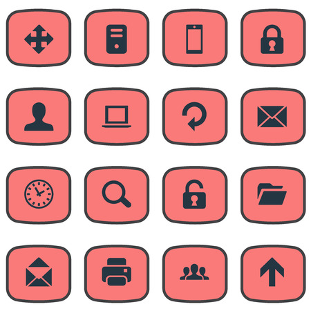 Set Of 16 Simple Practice Icons. Can Be Found Such Elements As Open Padlock, Message, User And Other.のイラスト素材