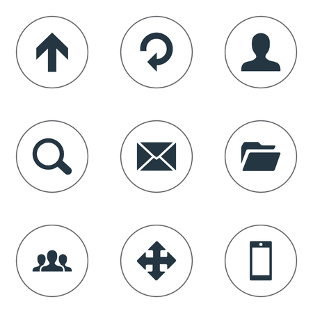 Set Of 9 Simple Apps Icons. Can Be Found Such Elements As Community, Smartphone, User And Other.のイラスト素材