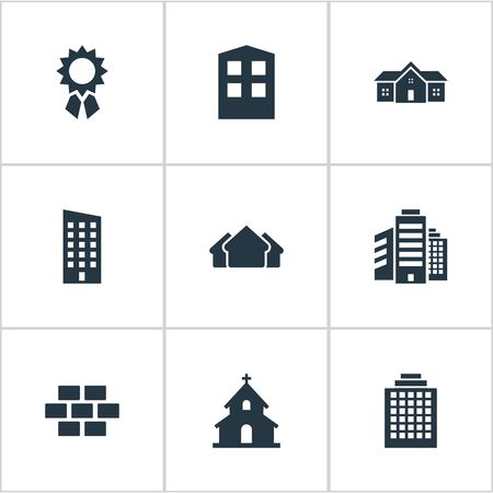 Set Of 9 Simple Construction Icons. Can Be Found Such Elements As Construction, Floor, Offices And Other.のイラスト素材