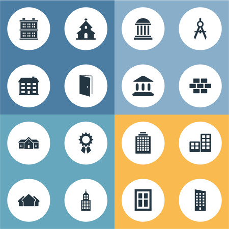 Set Of 16 Simple Structure Icons. Can Be Found Such Elements As Reward, Booth, Popish And Other.のイラスト素材