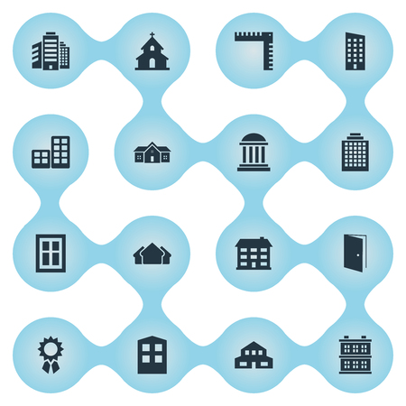 Set Of 16 Simple Construction Icons. Can Be Found Such Elements As School, Reward, Flat And Other.のイラスト素材