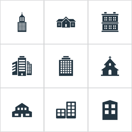 Set Of 9 Simple Construction Icons. Can Be Found Such Elements As Residence, Construction, Residential And Other.のイラスト素材