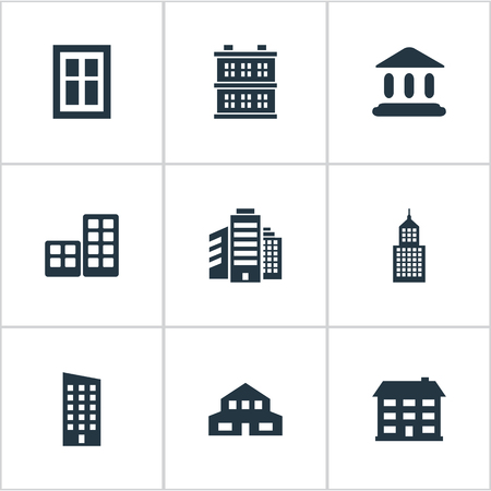 Set Of 9 Simple Construction Icons. Can Be Found Such Elements As Booth, Floor, Glazing And Other.のイラスト素材
