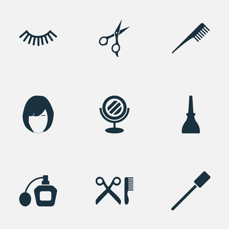Vector Illustration Set Of Simple Salon Icons Elements Scissors
