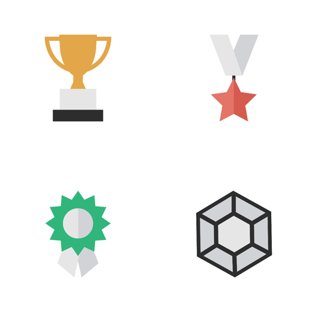 Vector Illustration Set Of Simple Awards Icons. Elements Brilliant, Goblet, Reward And Other Synonyms Award, Star And Reward.のイラスト素材