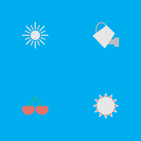 Vector Illustration Set Of Simple Gardening Icons. Elements Bailer, Berry, Sunny And Other Synonyms Fruit, Sunny And Watering.の写真素材