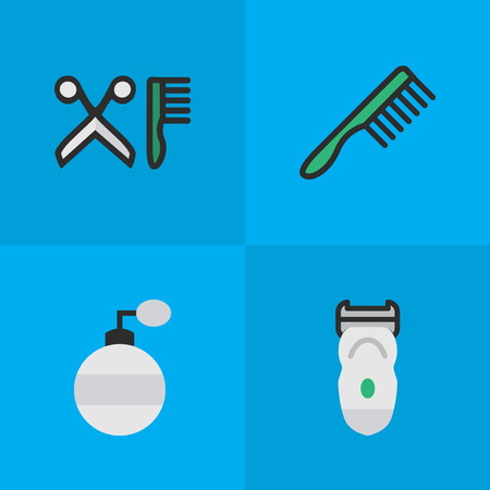Vector Illustration Set Of Simple Barber Icons. Elements Fragrance, Electronic, Hairbrush And Other Synonyms Tool, Hairdresser And Slavering.のイラスト素材