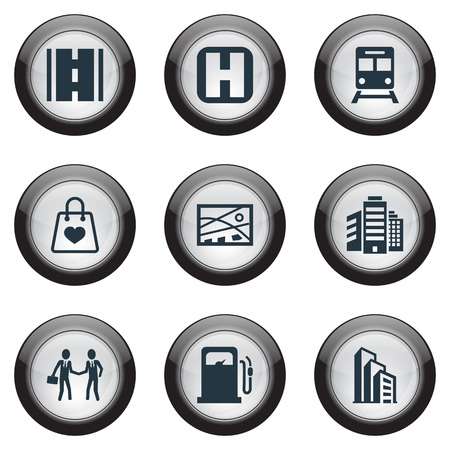 Elements Bag, Megapolis, Way And Other Synonyms Bag, Businessmen And Box.  Vector Illustration Set Of Simple Public Icons.のイラスト素材